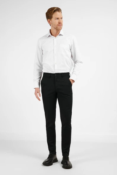 Siyah Yan Cep Düz Paça Pamuklu Slim Fit Chino Casual Pantolon 1003255155 ürün görseli 1