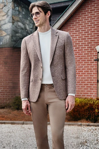 Bej Casual Slim Fit 5 cep Düz paça Pantolon 1003255321 ürün görseli 1