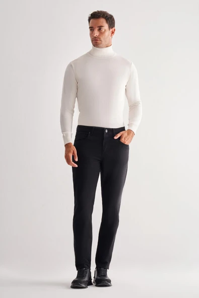 Siyah Casual Slim Fit 5 cep Düz paça Pantolon 1003255321 ürün görseli 1