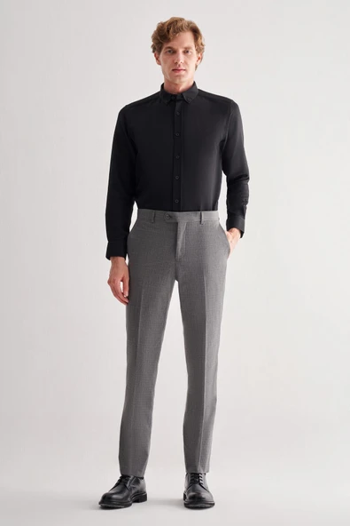 Füme Yan Cep Açık Paça Kendinden Desenli Slim Fit  Pantolon 1003255152 ürün görseli 1