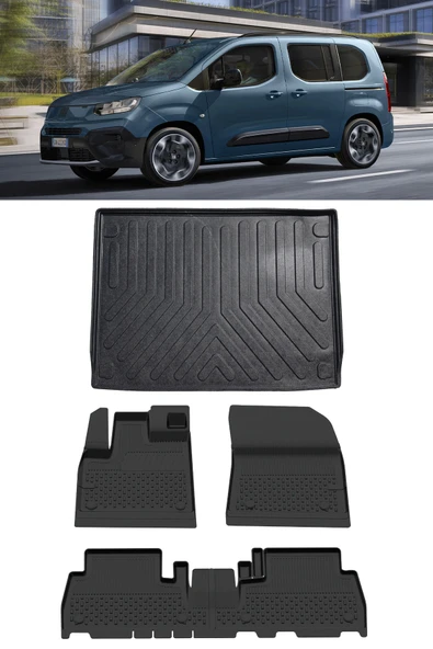 Sahler Fiat Doblo 2023 ve Sonrası 4.5D Paspas ve 3D Rizline Seperatörlü Bagaj Havuzu Set ürün görseli 1
