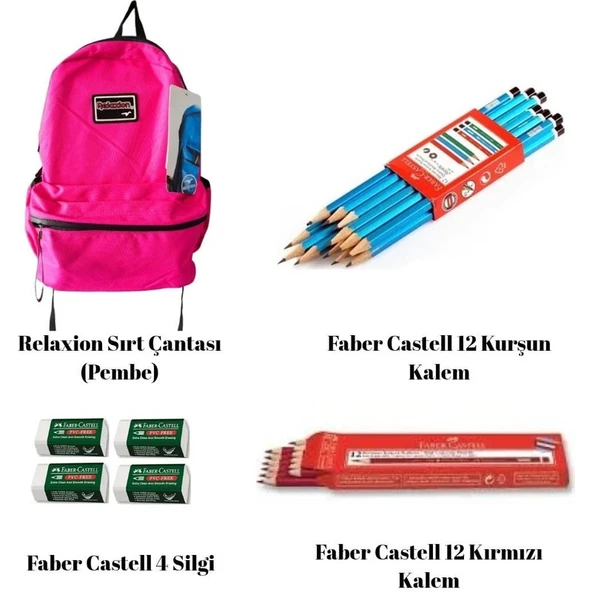 Okul Seti ( Sırt Çantası - 12 Kurşun Kalem - 12 Kırmızı Kalem- 4 Silgi ) ürün görseli 1