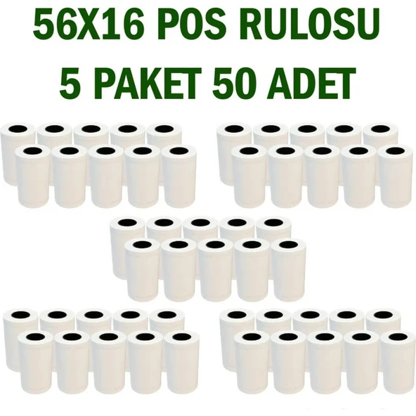 Bk Etiket X5 Tech Termal Yazar Kasa Pos Rulosu 56X16 mt (5paket 50 Rulo) ürün görseli 1