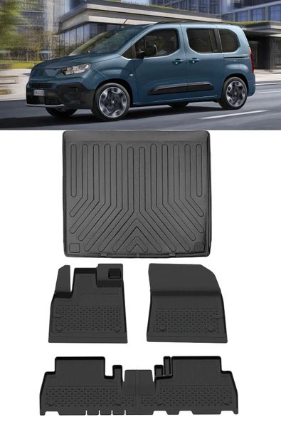 Sahler Fiat Doblo 2023 ve Sonrası 4.5D Paspas ve 3D Rizline Seperatörsüz Bagaj Havuzu Set ürün görseli 1