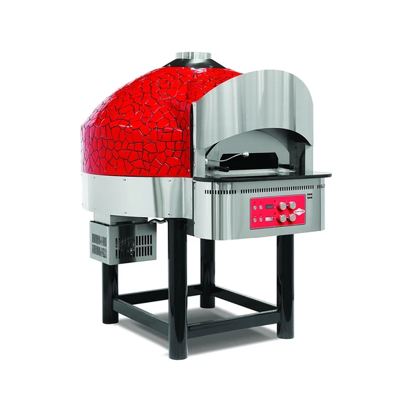 Empero EMP.SPO.04-RB-LPG Gazlı Döner Tabanlı Pizza Fırını 6 Pizza Kapasitel - Kırmızı, Siyah LPG'li ürün görseli 1