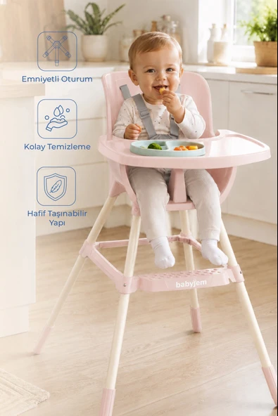 Babyjem XSoft Mama Sandalyesi Soft Pembe ürün görseli 1