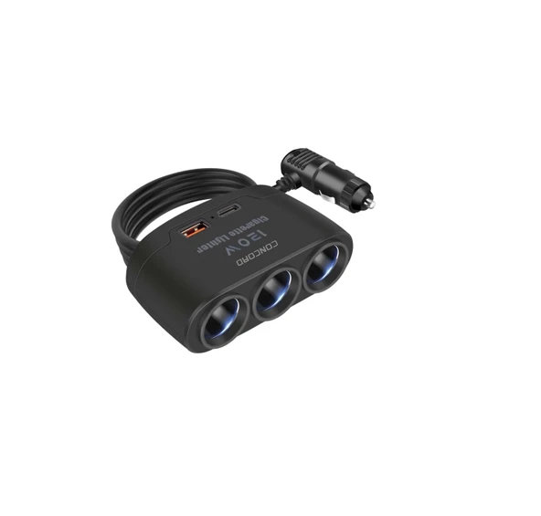 CONCORD C-778 120W  Çakmaklık Çoğaltıcı + Type-C + USB  Çıkışlı ürün görseli 1