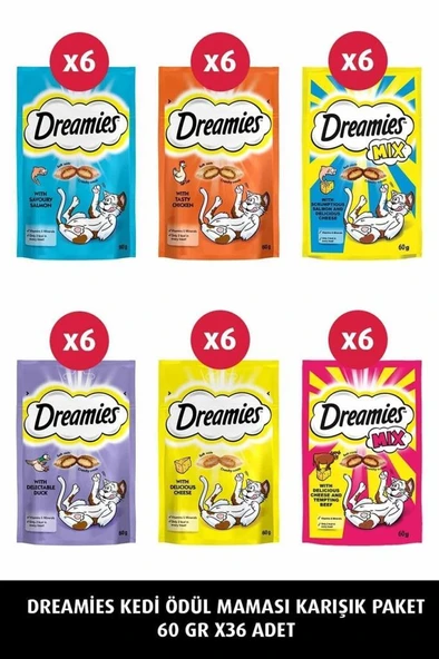Dreamies Kedi Ödül Maması Karışık Paket 60 Gr X 36 Adet ürün görseli 1