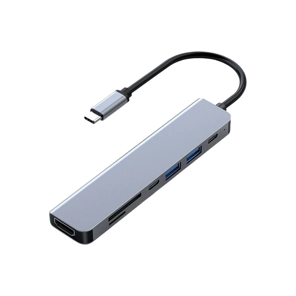 FRISBY Frisby FA-7684C Type-C - 7 in1 USB-C+HDMI+SD/TF+USB3.0+PD+USB-C  Çevirici ürün görseli 1