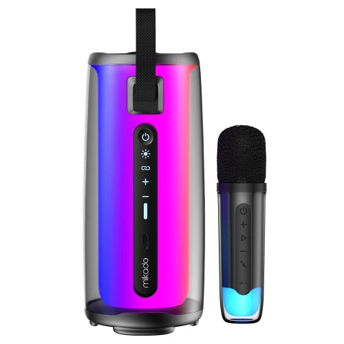 MIKADO MD-17BT CAPELLA, 10W, Tasinabilir, USB/AUX/BT/TF, RGB Isikli, Transparan, 1800mAh, Mikrofon, Karaoke, Bluetooth Speaker, ürün görseli 1