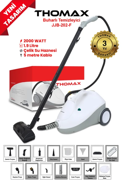 THOMAX Çok Fonksiyonlu Buharlı Temizleyici Buharlı Temizlik 2000 Watt 1.9lt ürün görseli 1