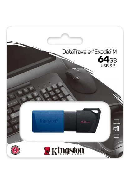 DTXM 64GB USB 3.2 Data Traveler Exodia M Flash Disk (Siyah-Mavi) ürün görseli 1