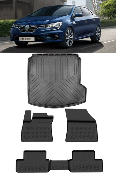 Sahler Renault Megane 4 Sedan 2016 Sonrası Touch Paket  Rizline 3D Sağ Cepli Bagaj Havuzu Set ürün görseli 1