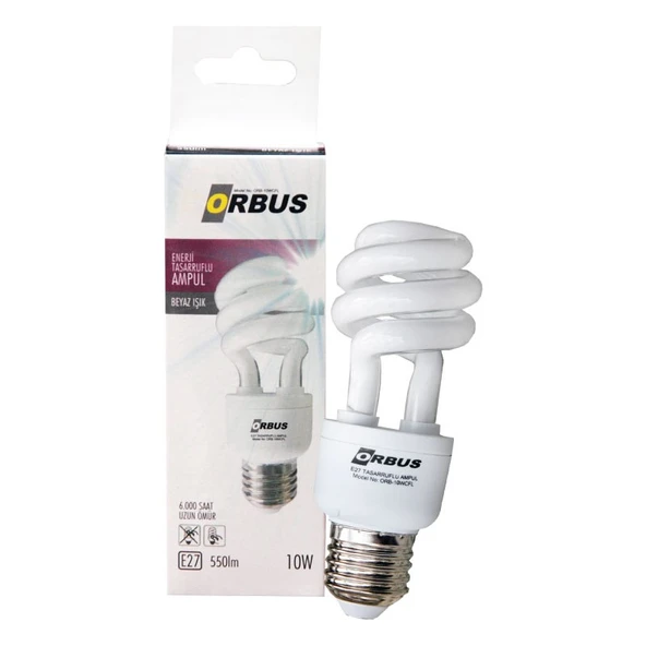 Orbus 10W Enerji Tasarruflu Ampul, Beyaz Işık ürün görseli 1