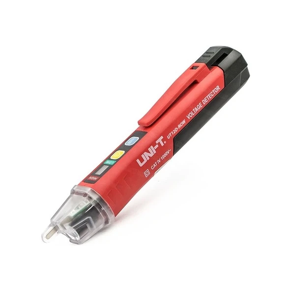 Uni-T UT12D-ROW Temassız AC Voltaj Dedektörü 24-1000V, LED ve Sesli Uyarı, Kalem Tipi, Otomatik Kapanma, Kırmızı-Gri ürün görseli 1