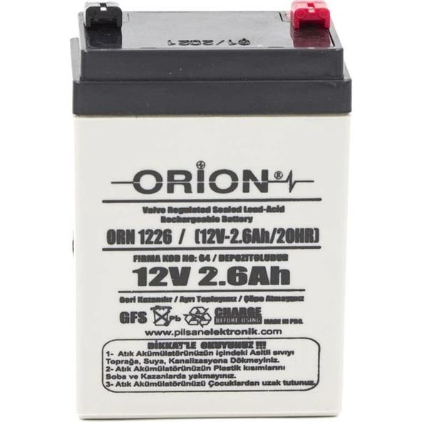 Orion 12V 2.6AH Bakımsız Kuru Akü ürün görseli 1