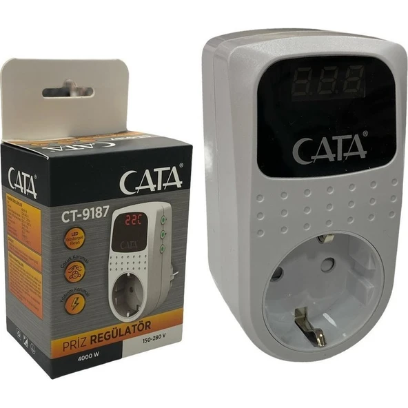 Cata CT-9187 Göstergeli Dijital Akım Korumalı Priz ürün görseli 1