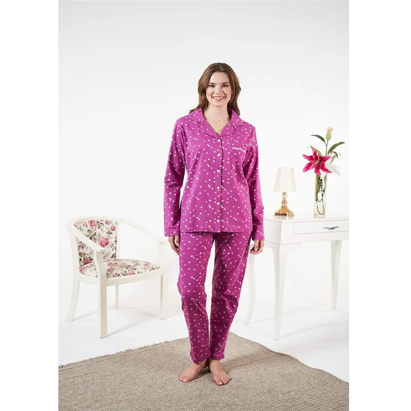 Estiva Likralı Penye Önden Düğmeli Bayan Pijama Takım ürün görseli 1