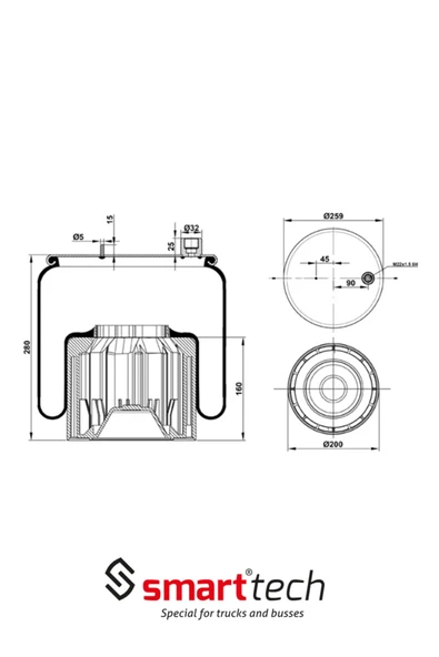 SMARTTECH OTOMOTİV St 6122cp01 - Ağır Vasıta Komple (PİSTONLU) Körük ürün görseli 1