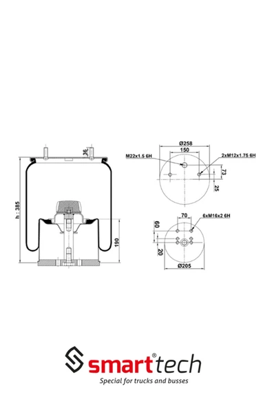 Smarttech St941.cs - Ağır Vasıta Komple (PİSTONLU) Körük - Resim 2