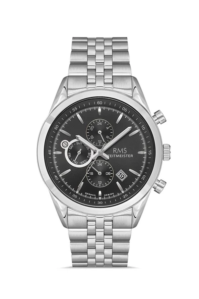 Rms Zeitmeister RMS.1.AG1163.10 Tüm Fonksiyonlar Aktif Kristal Camlı Çelik Kordon Çelik Kasa 5 ATM Suya Dayanıklı Metalik Renk Erkek Kol Saati ürün görseli 1