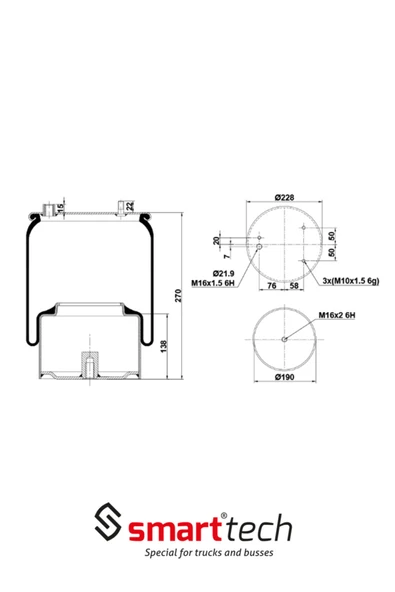 SMARTTECH OTOMOTİV ST 1889.CS - Ağır Vasıta Komple (Pistonlu) Körük ürün görseli 1