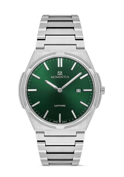 Momentus EM390S-15SS Safir Camlı Çelik Kordon Çelik Kasa 3 ATM Suya Dayanıklı Metalik Renk Erkek Kol Saati ürün görseli 1