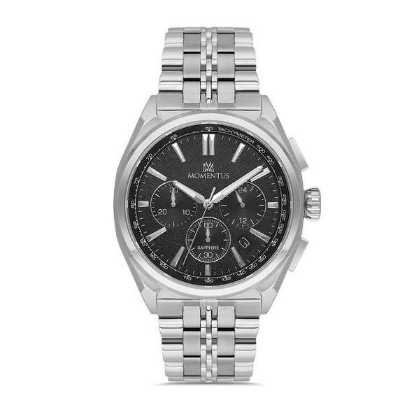 Momentus SM340S-04SS Tüm Fonksiyonları Aktif Safir Camlı Çelik Kordonlu 5 ATM Suya Dayanıklı Metalik Renk Erkek Kol Saati ürün görseli 1