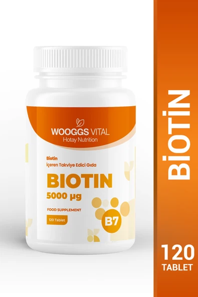 Biotin 5000 µg (Vitamin B7) İçeren Takviye Edici Gıda – 120 Tablet ürün görseli 1