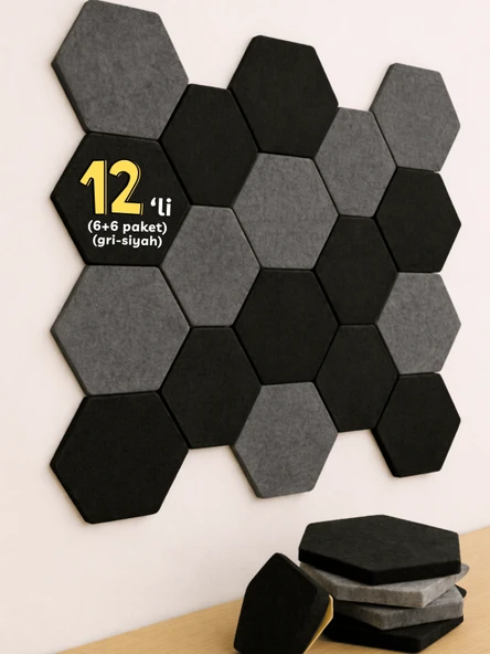 12'li Akustik Panel Keçe Kendinden Yapışkanlı Duvar Kaplama Ses Isı Yalıtım Duvar Kaplama 26x30 CM ürün görseli 1