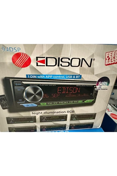 EDISON EMP DSP USB AUX BLUETOOTH FM RADİO OTO TEYP MP3 4X55 WATT YENİ ürün görseli 1