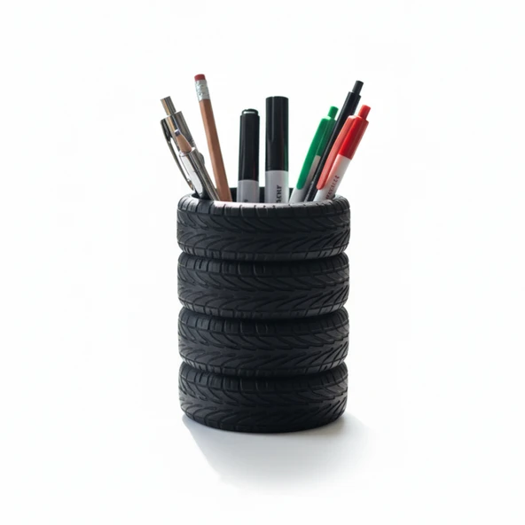 Lastik Kalem Tutucu, Kalemlik, Tire Shape Pen Holder, Şık Masa Üstü Pratik Organizer ürün görseli 1