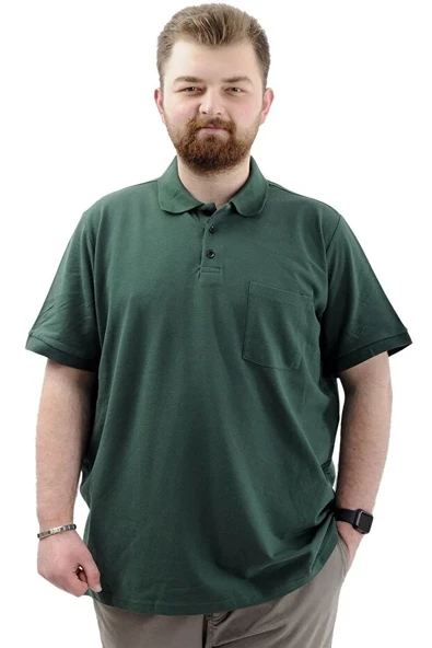 Büyük Beden Erkek T-Shirt Polo Yaka Cepli Klasik 20550 Nefti ürün görseli 1