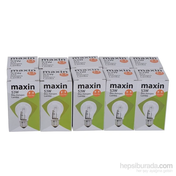 Maxin 53W-60W E27 Eko Halojen Ampul-Şeffaf 10'lu Paket ürün görseli 1