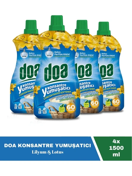 Doa Konsantre Çamaşır Yumuşatıcı Lilyum Lotus 60 Yıkama 1500 Ml x 4 Adet ürün görseli 1