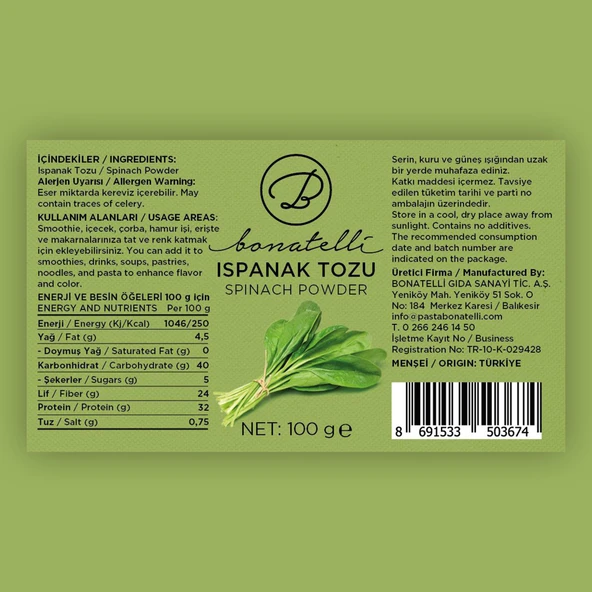 Ispanak Tozu 100 G - Resim 2