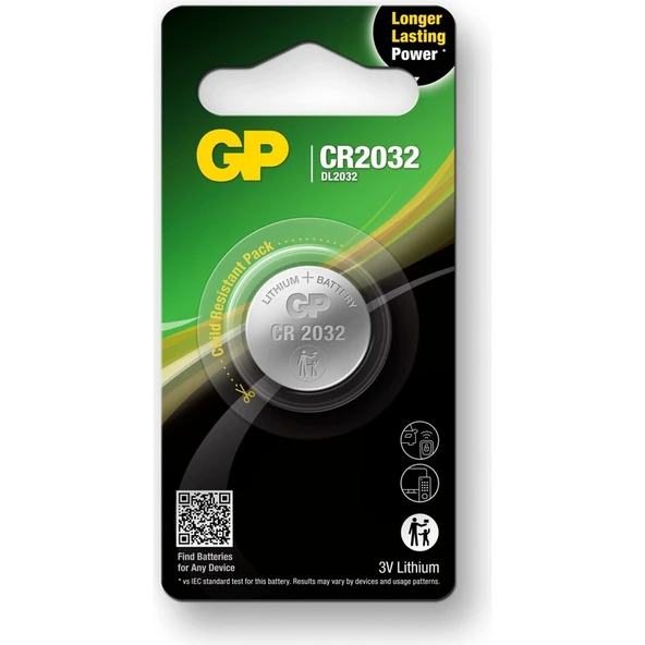 GP CR2032-U1 3V Lityum Düğme Pil Tekli Paket ürün görseli 1
