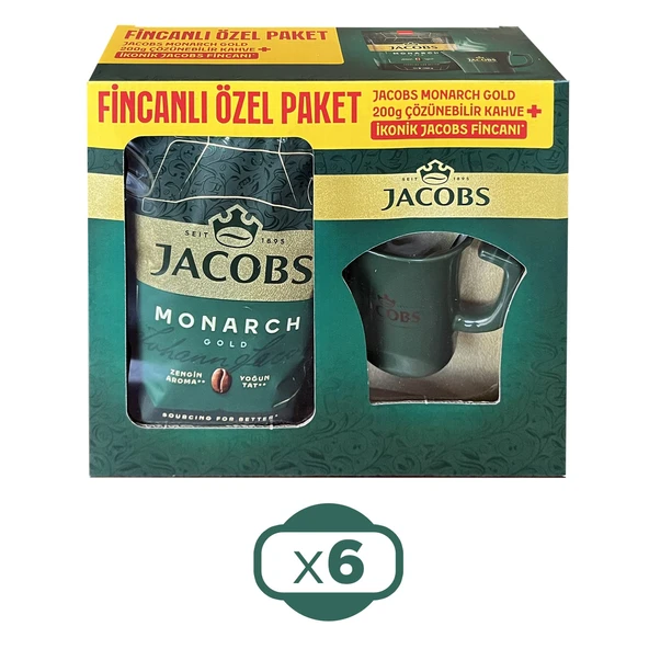 Jacobs Monarch Gold 200 gr İkonik Jacobs Fincanlı Set x 6 Adet ürün görseli 1