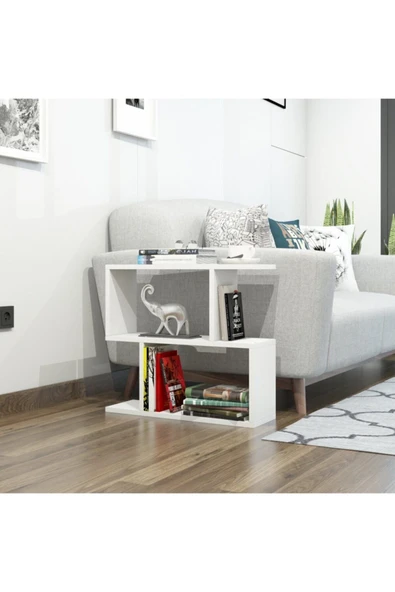 Decormet Lale Yan Sehpa Beyaz ürün görseli 1