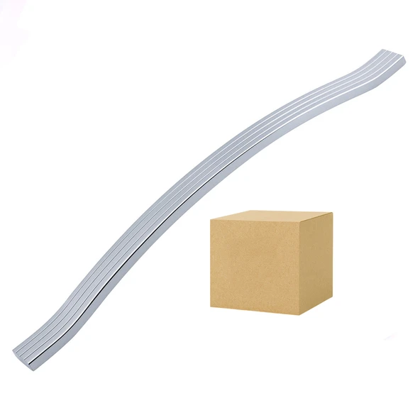 Akasya 256 mm 10lu Set Krom Gümüş Metal Mobilya Kulpu Çizgili Model Paslanmaz Sağlam Kulpları Kulbu ürün görseli 1