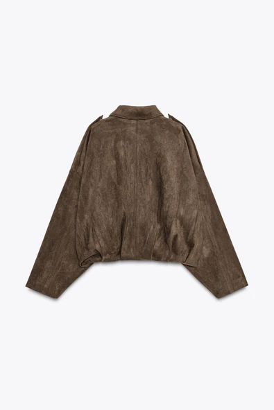 Süet Apoletli Bomber Ceket - Resim 8