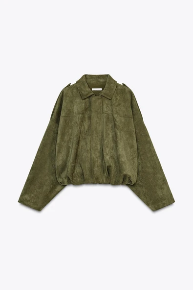 Süet Apoletli Bomber Ceket - Resim 4