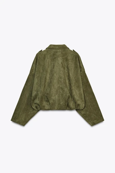 Süet Apoletli Bomber Ceket - Resim 5