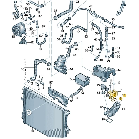 Audi A6 2015-2018 3.0 Dizel EGR Ara Su Flanşı 059121506H - Resim 3