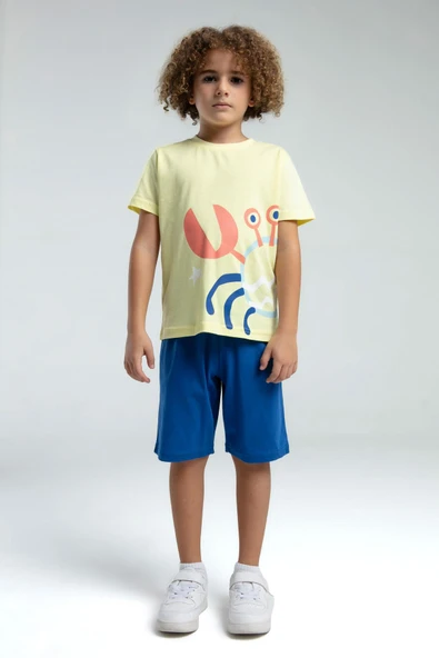 Roly Poly Crab Erkek Çocuk Regular Kalıp Kısa Kol Bermuda Şortlu Pijama Takım ürün görseli 1
