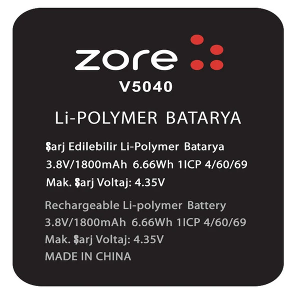 Zore Vestel Venüs V3 5040 A Kalite Uyumlu Batarya ürün görseli 1