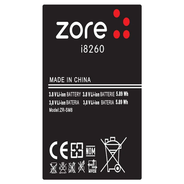 Zore Galaxy ile uyumlu Core İ8260 A Kalite Uyumlu Batarya ürün görseli 1