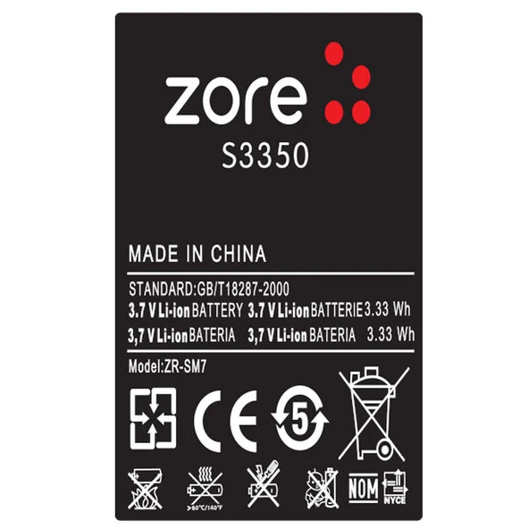 Zore Galaxy ile uyumlu S3350 A Kalite Uyumlu Batarya ürün görseli 1