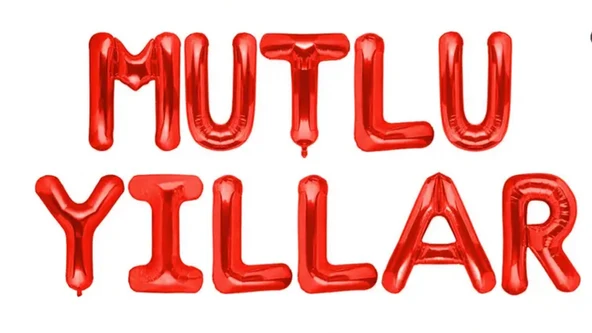 Mutlu Yıllar Kırmızı  Folyo Balon Seti ürün görseli 1
