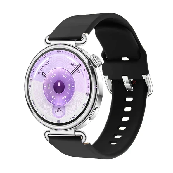 Huawei Watch GT6 41mm İle Uyumlu Yumuşak PureLux Soft Tokalı Silikon Kordon  Siyah ürün görseli 1